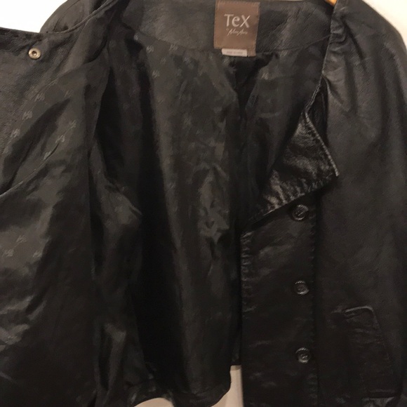 TEX Max Azria leather button down wide neck jacket - Picture 4 of 8